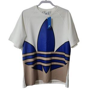 NWT Adidas Mens Originals Big Trefoil Out Color T-Shirt White/Team Royal Blue LG